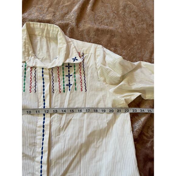 Vintage folk embroidered boho button up shirt size xl - Picture 5 of 5